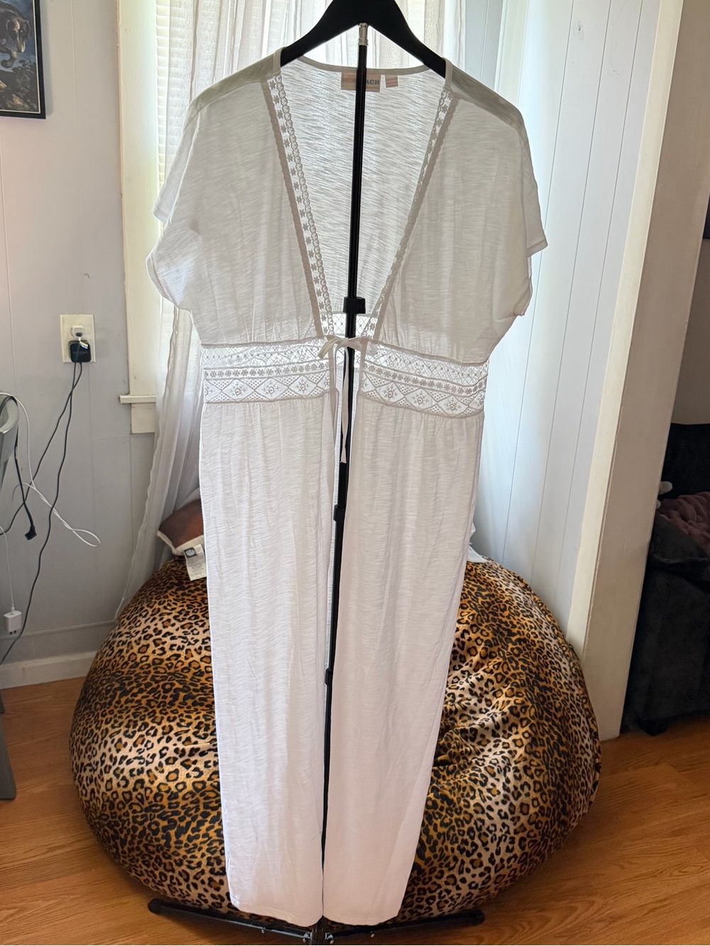 Belle Beach by Kim Gravel Regular Slub Knit Tie Front White Cover Up XS A499680